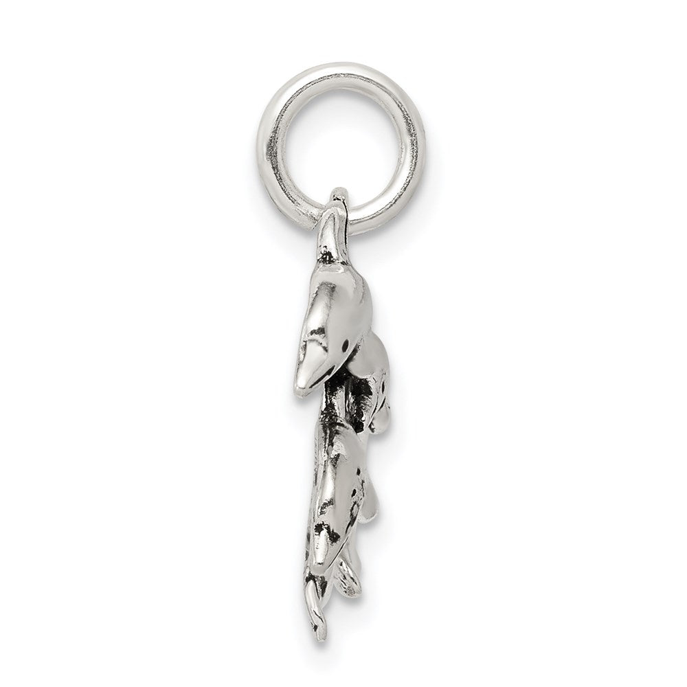 Sterling Silver Antiqued Dolphin Charm