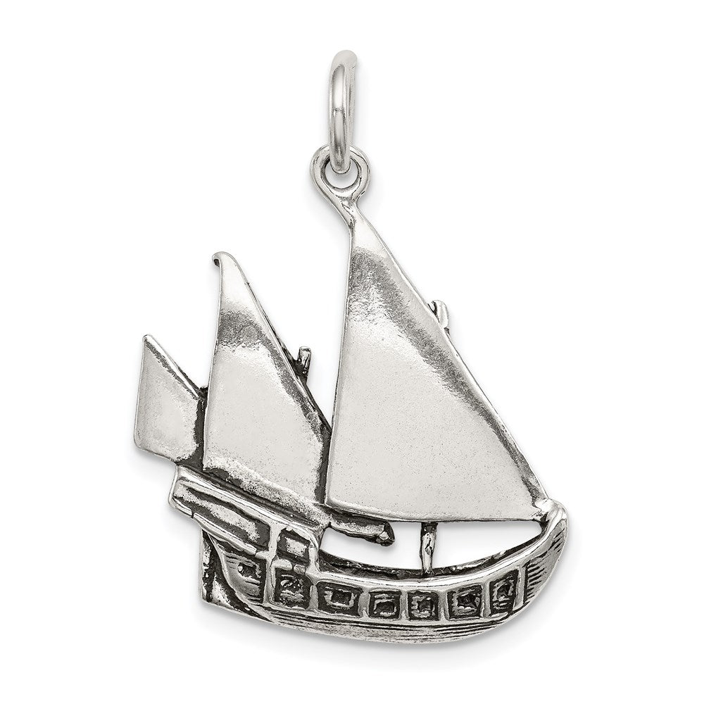 Sterling Silver Antiqued Boat Charm