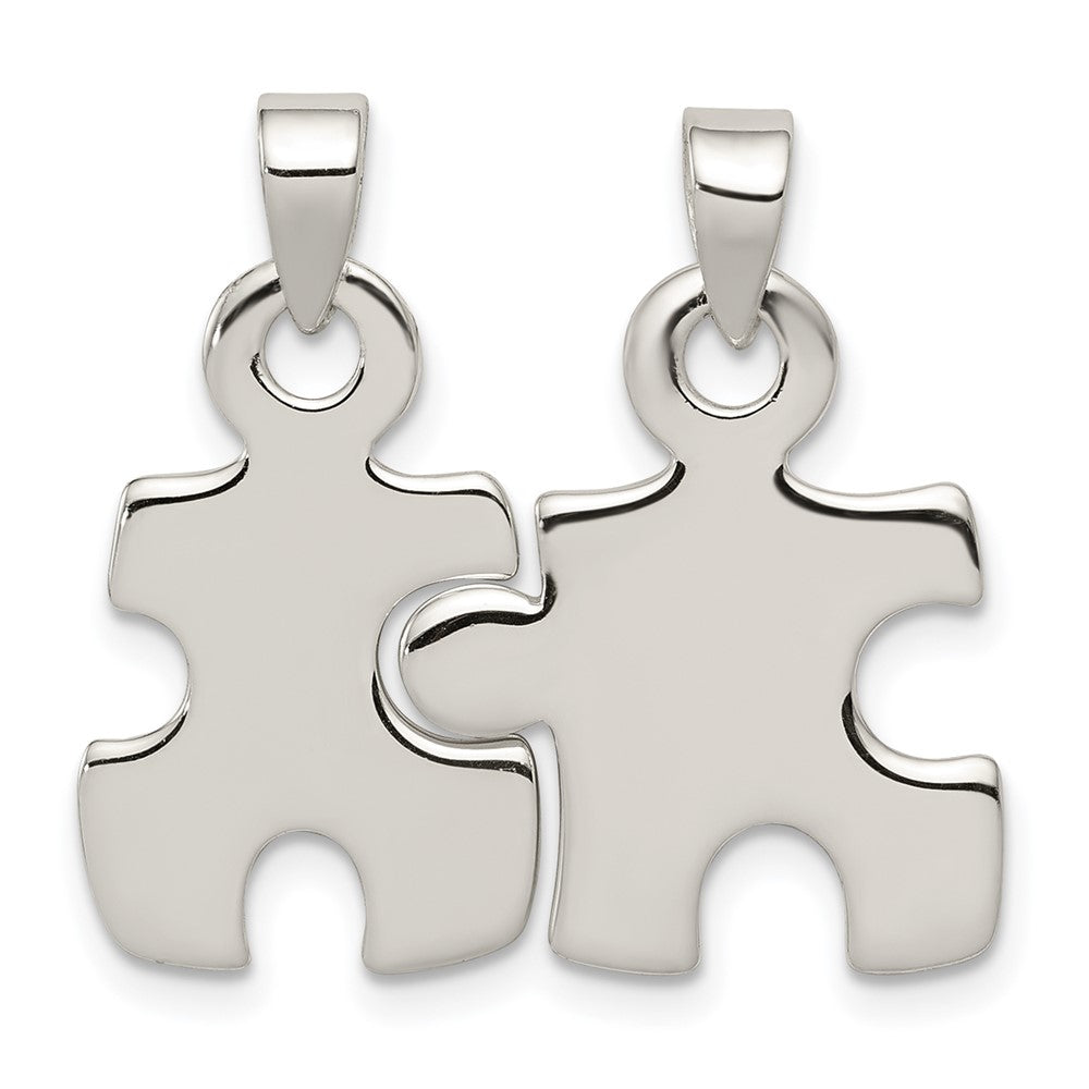 Sterling Silver Polished Puzzle Pieces Pendant