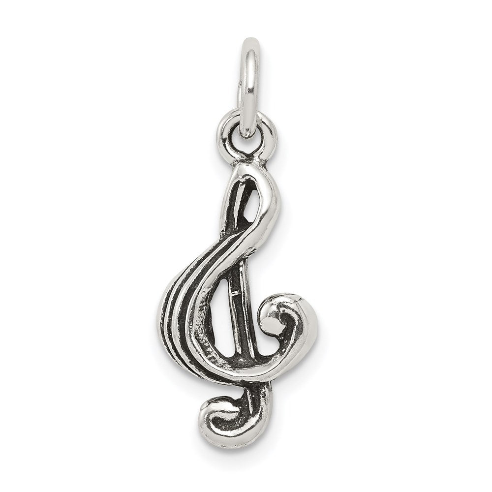 Sterling Silver Antiqued Music Note Charm