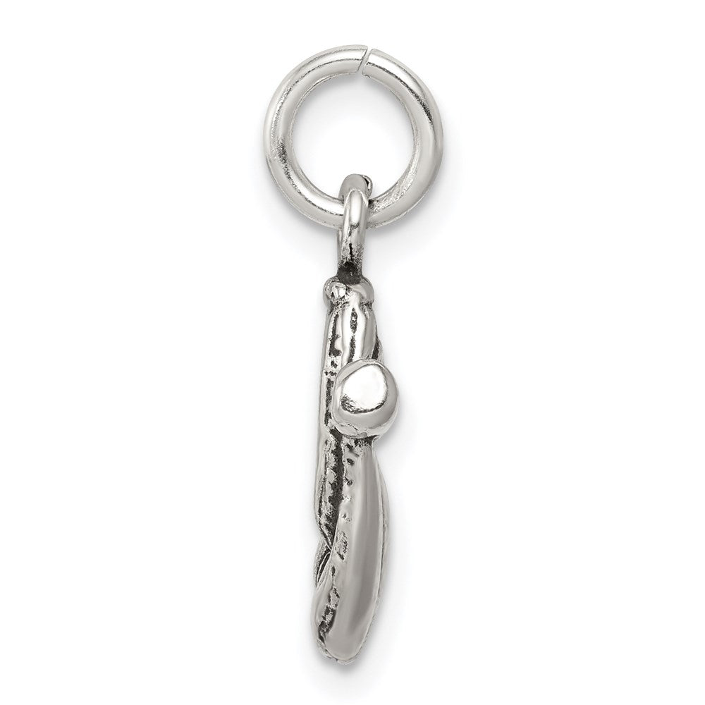 Sterling Silver Antiqued Baseball Glove/Bat Charm