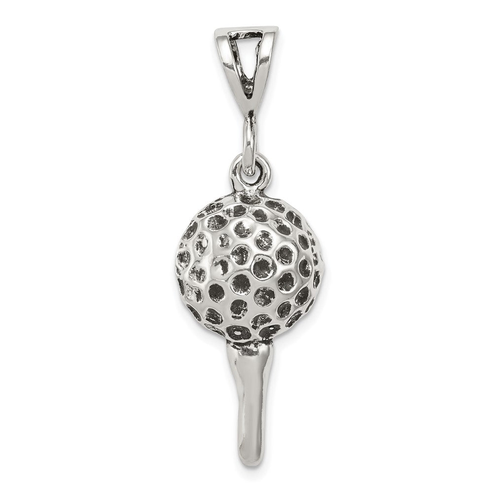 Sterling Silver Antiqued Golf Ball and Tee Charm