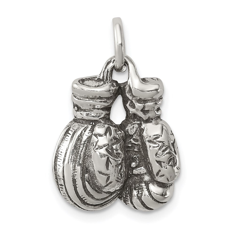 Sterling Silver Antiqued Boxing Gloves Charm