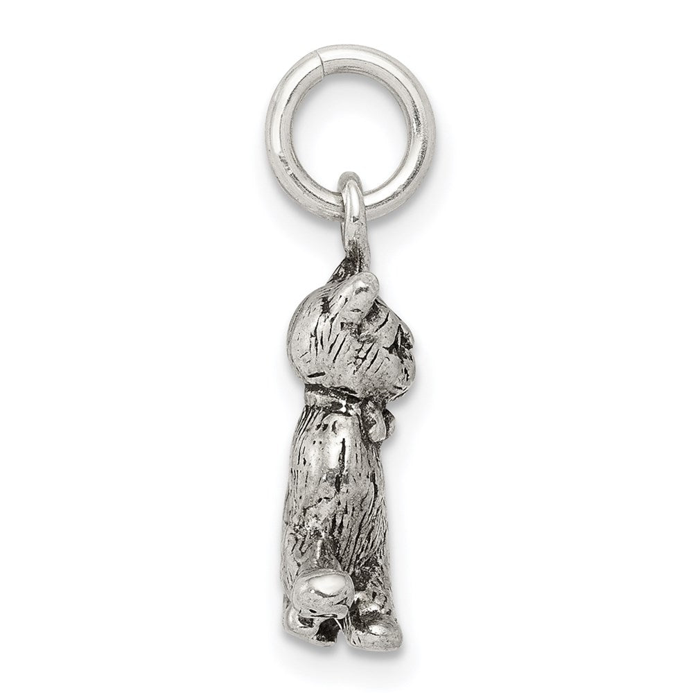 Sterling Silver Antiqued Cat Charm