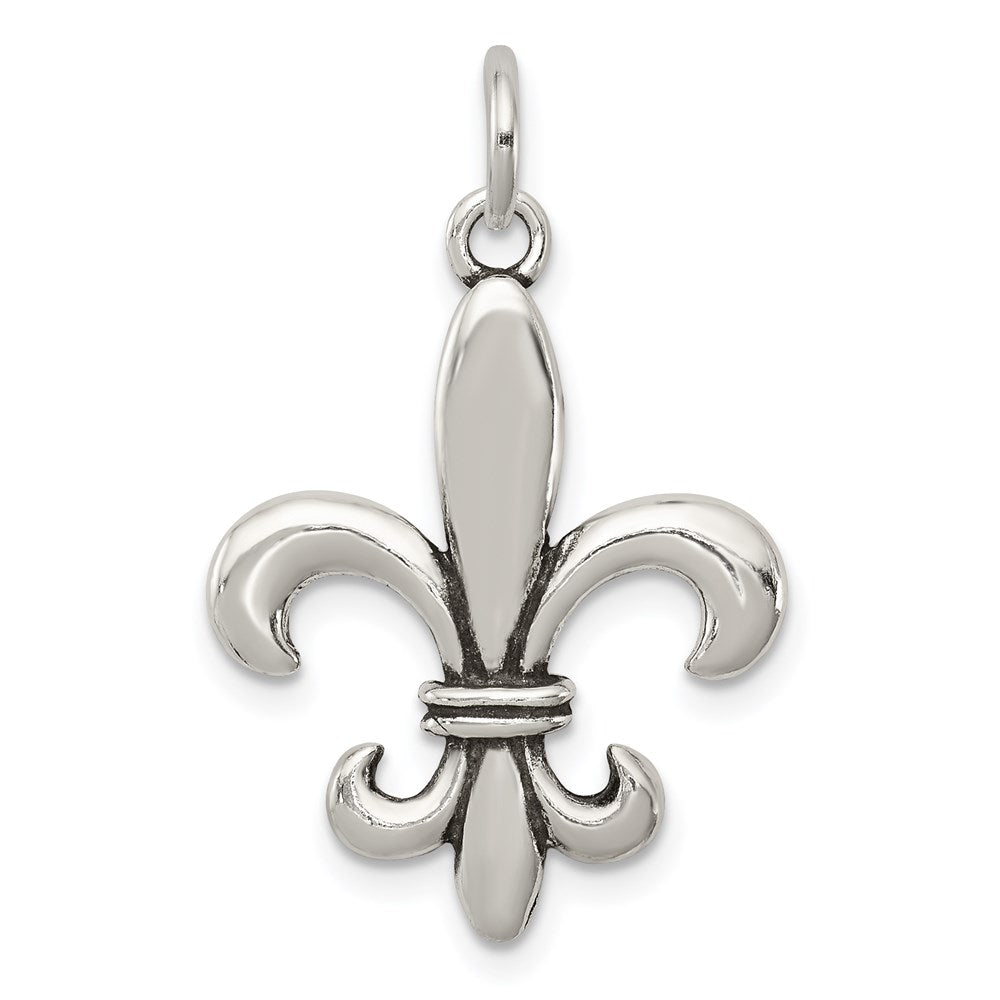 Sterling Silver Antiqued Fleur De Lis Charm