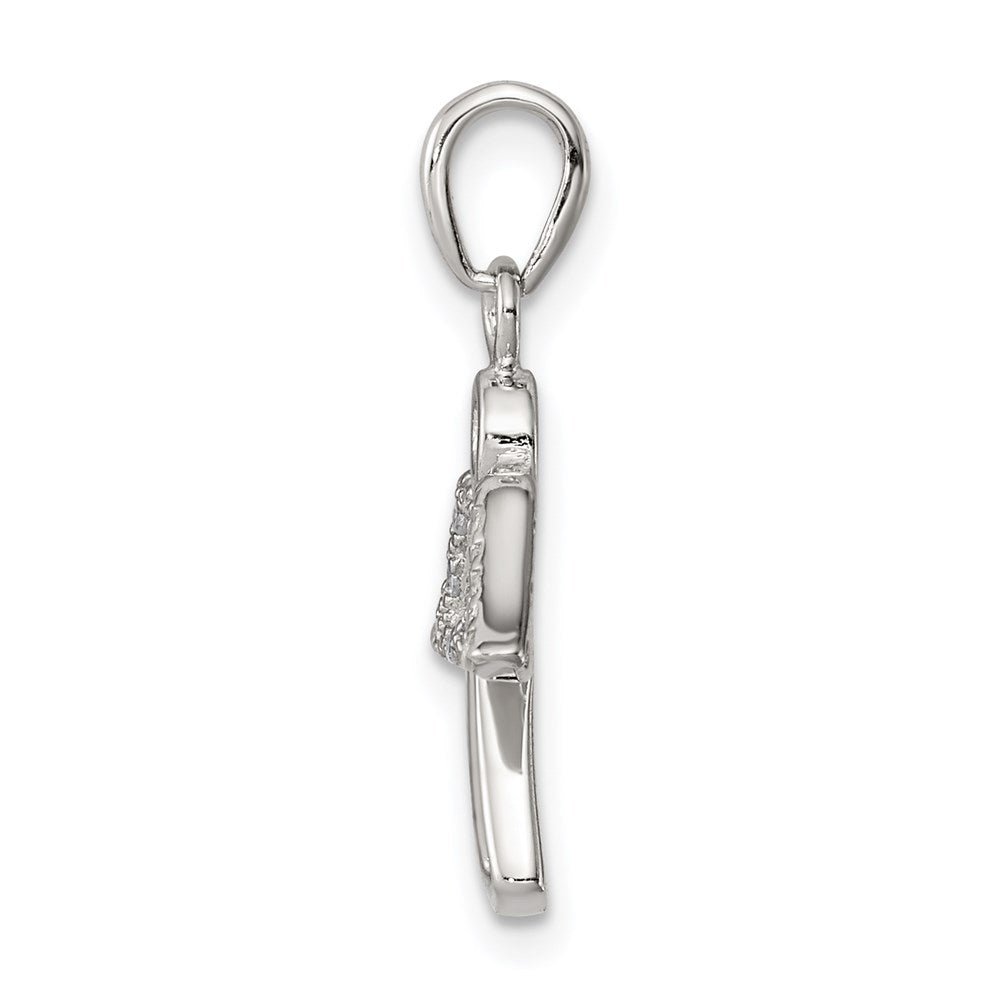Sterling Silver Rhodium-plated Angel with CZ Wings Pendant