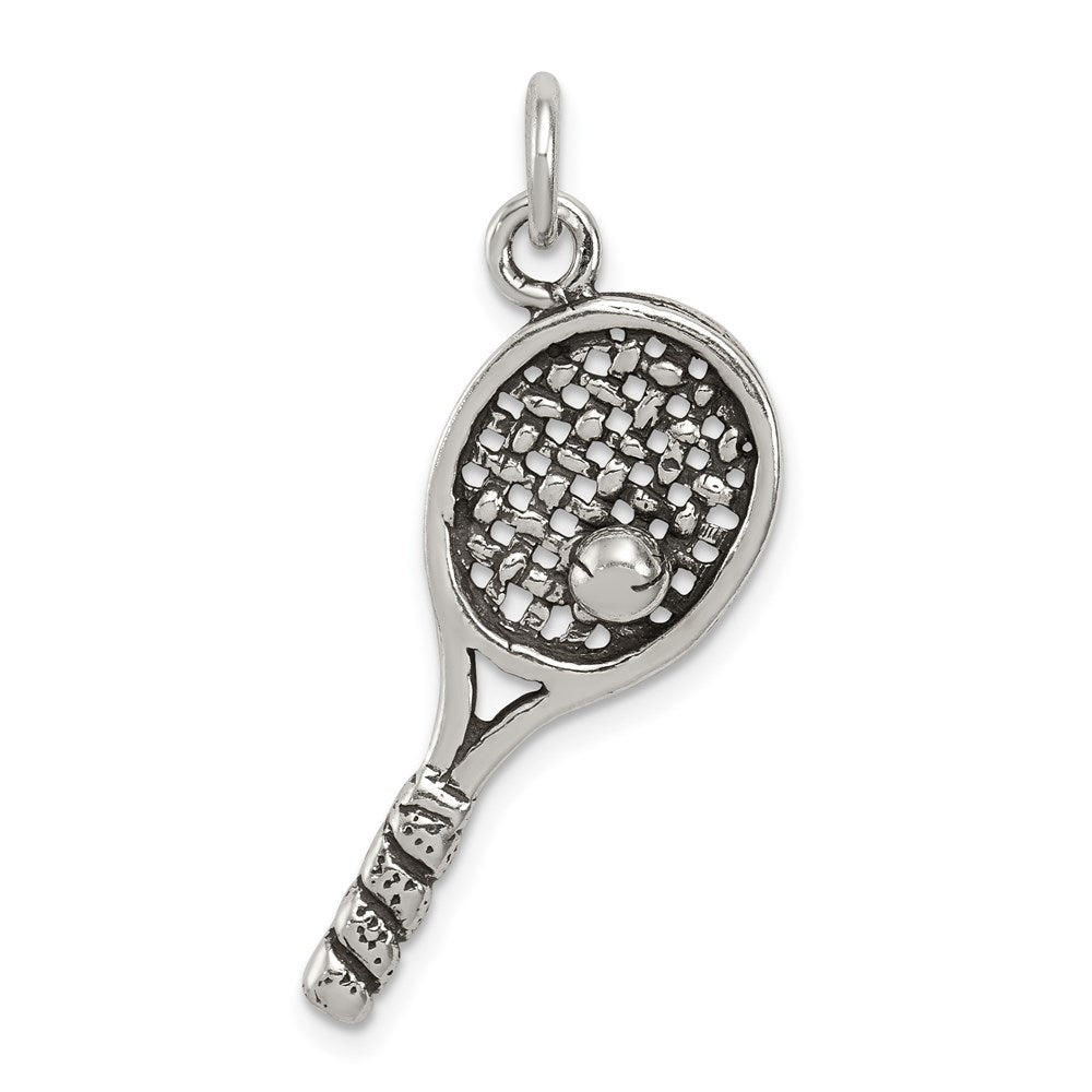 Sterling Silver Antiqued Tennis Racquet Charm