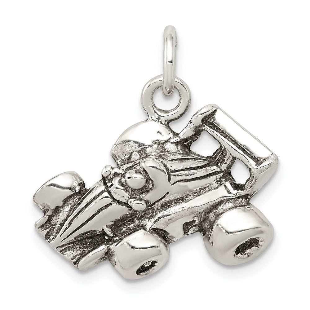 Sterling Silver Antiqued Go Kart Racer Charm