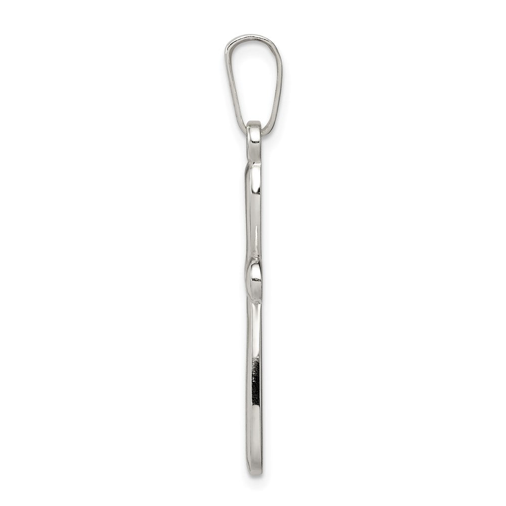 Sterling Silver Polished Textured Matte Cross Pendant