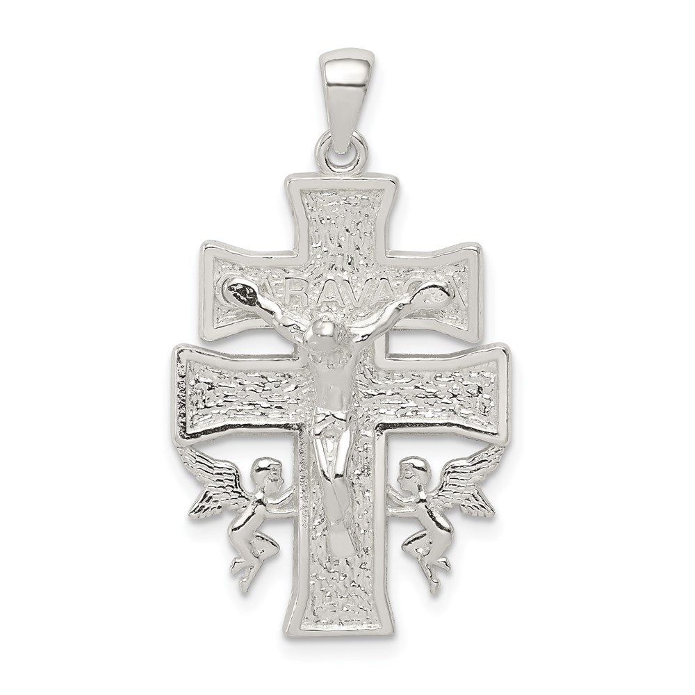 Sterling Silver Polished Mini Caravaca Crucifix Pendant