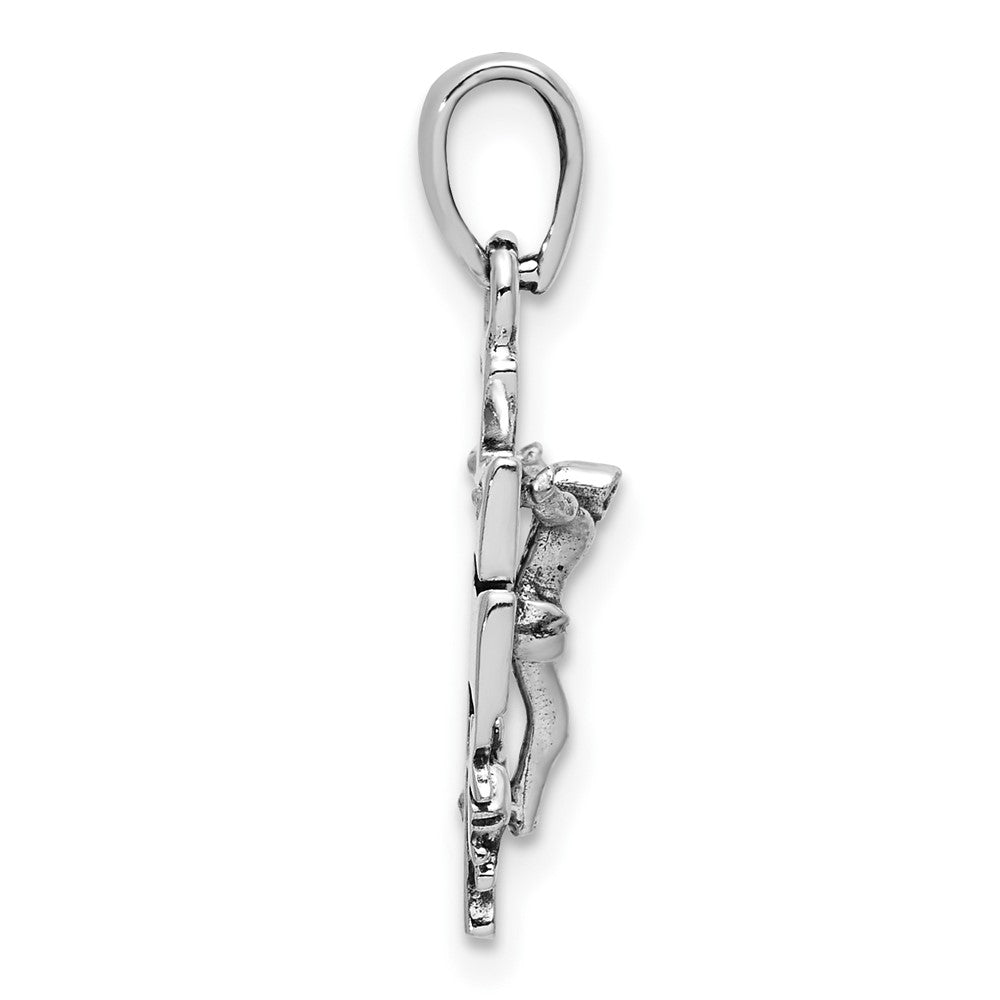 Sterling Silver Antiqued Mini INRI Crucifix Pendant