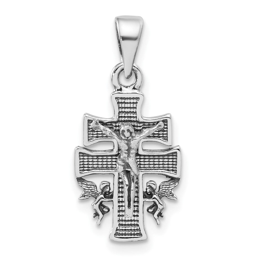 Sterling Silver Antiqued Mini INRI Crucifix Pendant