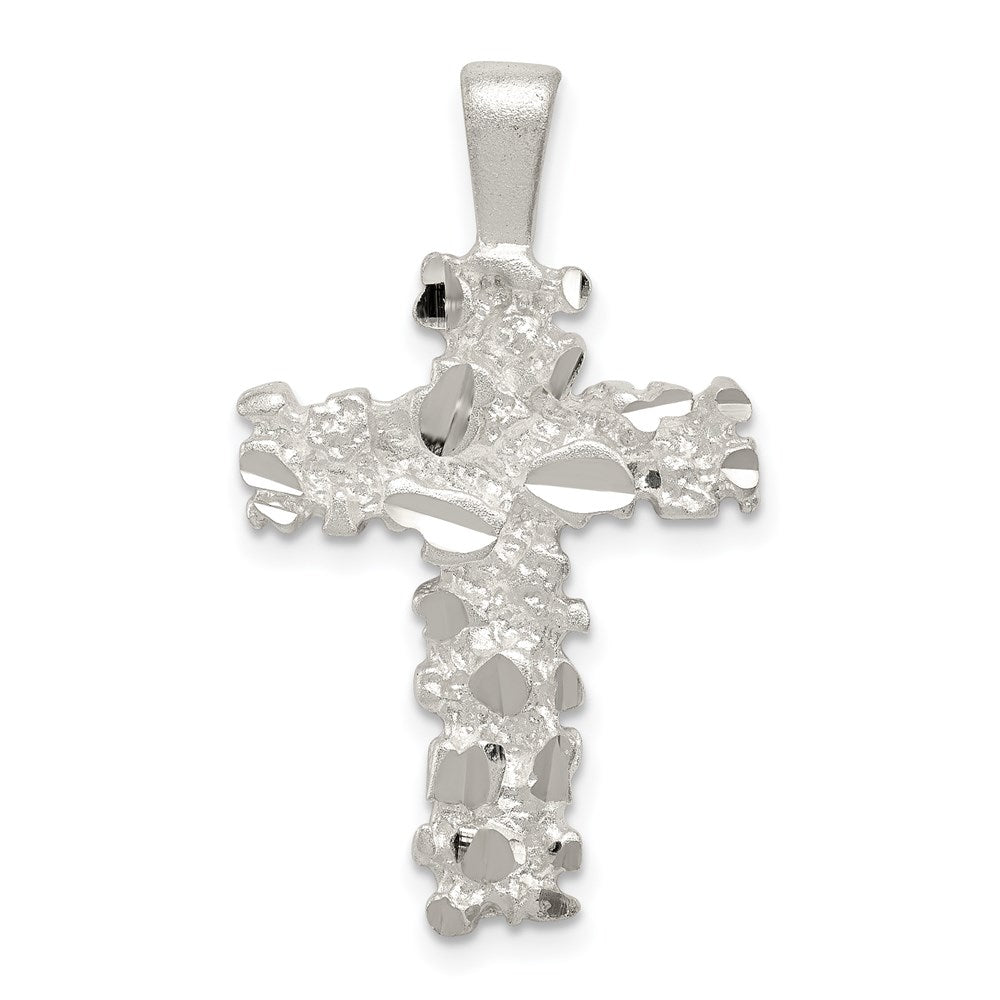 Sterling Silver Satin Finish Diamond-cut Cross Pendant