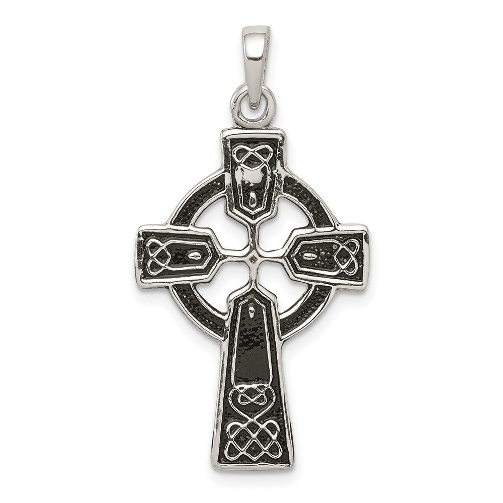 Sterling Silver Polished and Antiqued Celtic Cross Pendant