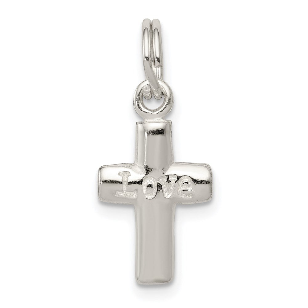 Sterling Silver Polished LOVE Cross Charm