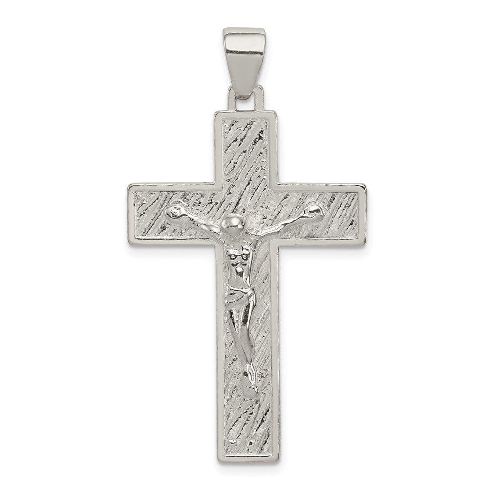 Sterling Silver Polished Large Box Cross Crucifix Pendant