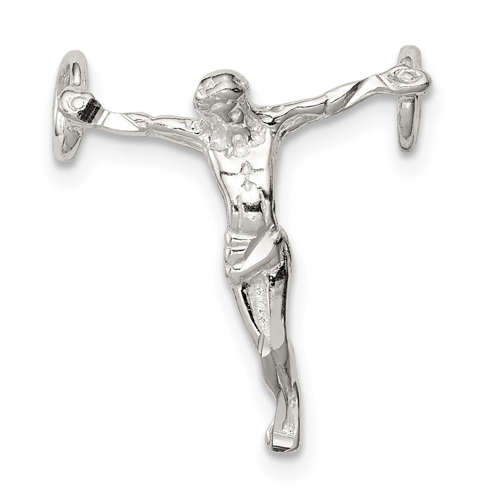 Sterling Silver Polished Mini Jesus Cross Chain Slide