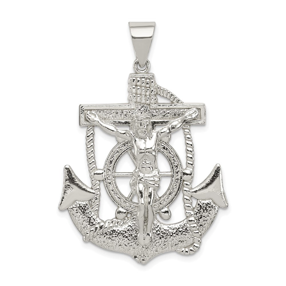 Sterling Silver Polished Mariner Crucifix Pendant