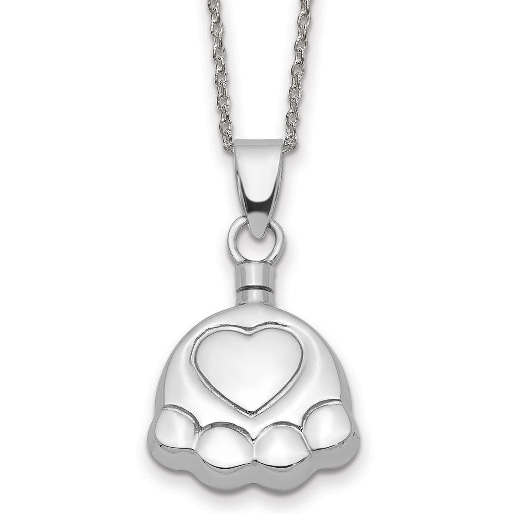 Sterling Silver Rhodium-plated Puppy Paw Ash Holder Necklace