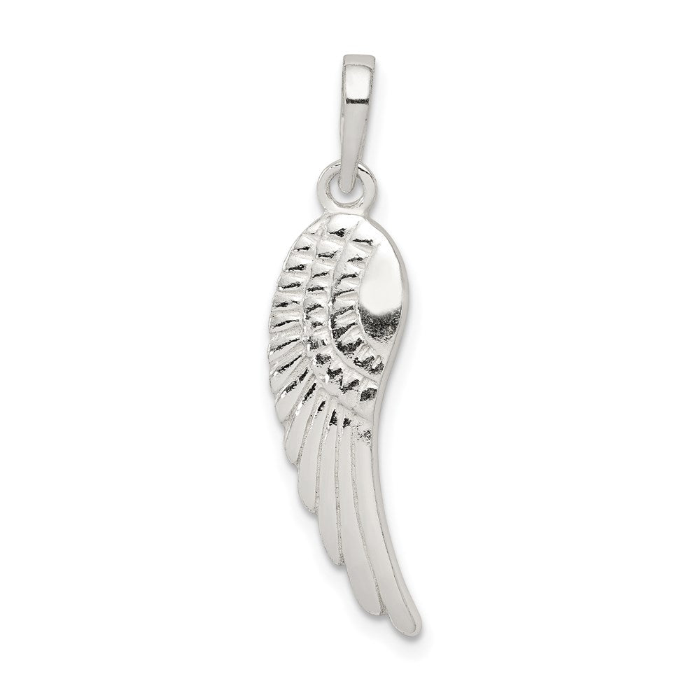 Sterling Silver Polished and Textured Angel Wing Pendant