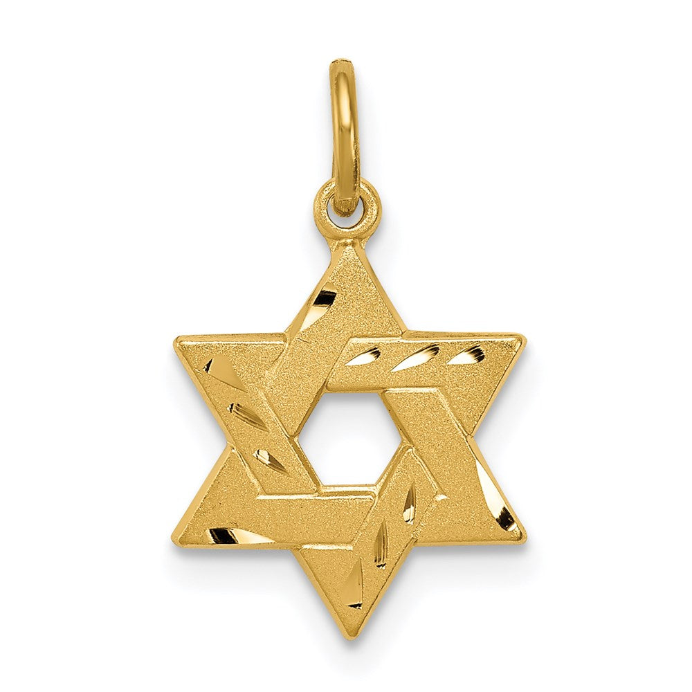 Sterling Silver Gold-tone Engraved Small Jewish Star Pendant