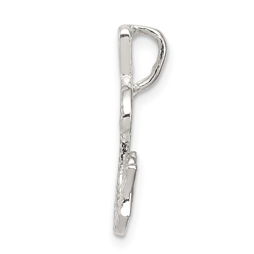 Sterling Silver Polished & Textured Letter G Initial Chain Slide