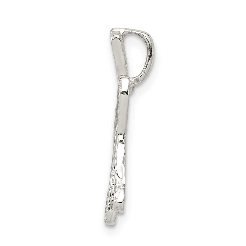 Sterling Silver Polished & Textured Letter H Initial Chain Slide