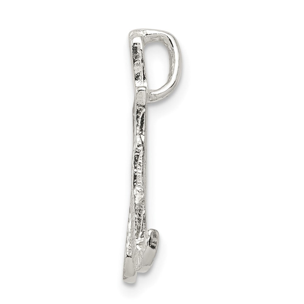 Sterling Silver Polished & Textured Letter M Initial Chain Slide