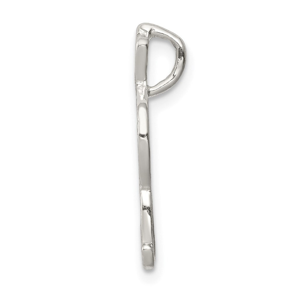 Sterling Silver Polished & Textured Letter R Initial Chain Slide