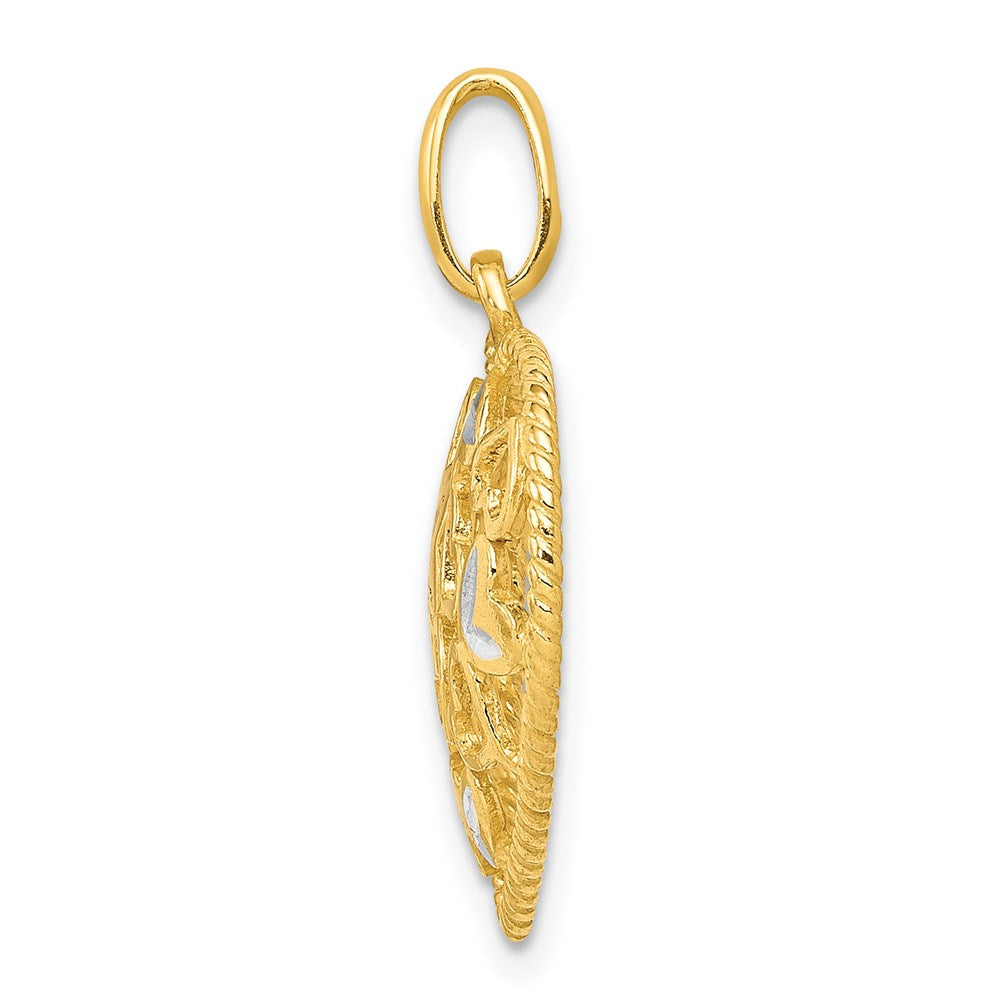 Sterling Silver Polished Flash Gold Diamond-cut Heart Pendant