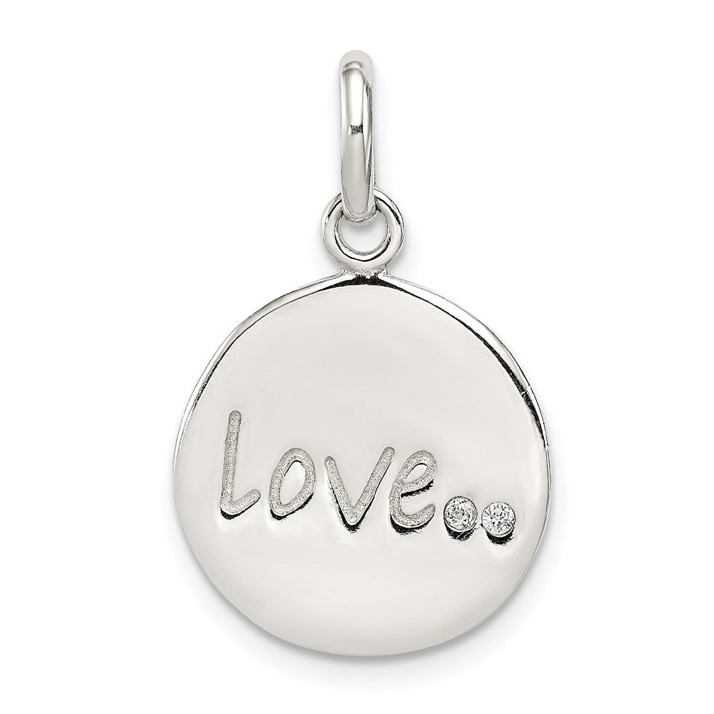 Sterling Silver Polished and Diamond-cut LOVE CZ Charm