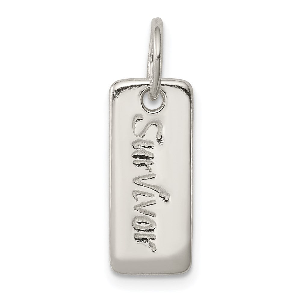 Sterling Silver Polished COURAGE/SURVIVOR Reversible Charm