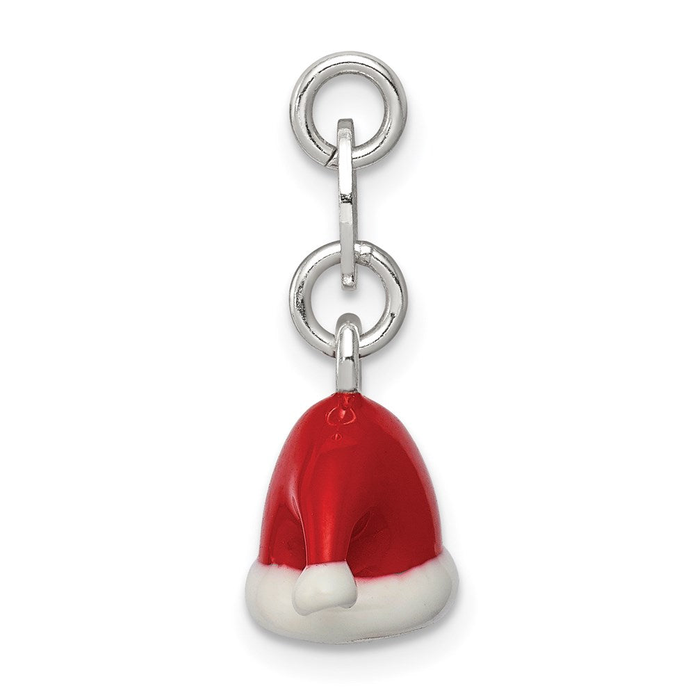 Sterling Silver Polished Enamel Santa Hat Charm