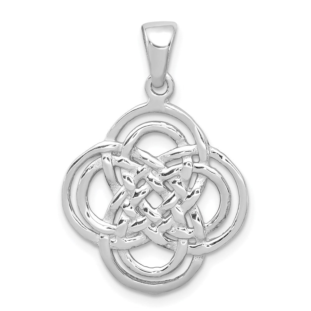 Sterling Silver Rhodium-plated Polished Celtic Knot Pendant