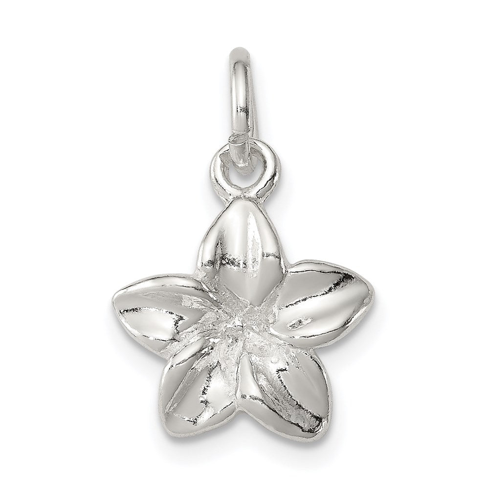 Sterling Silver Polished Plumeria Flower Pendant