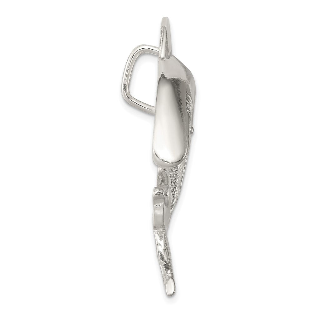 Sterling Silver Polished & Textured Shark Chain Slide Pendant