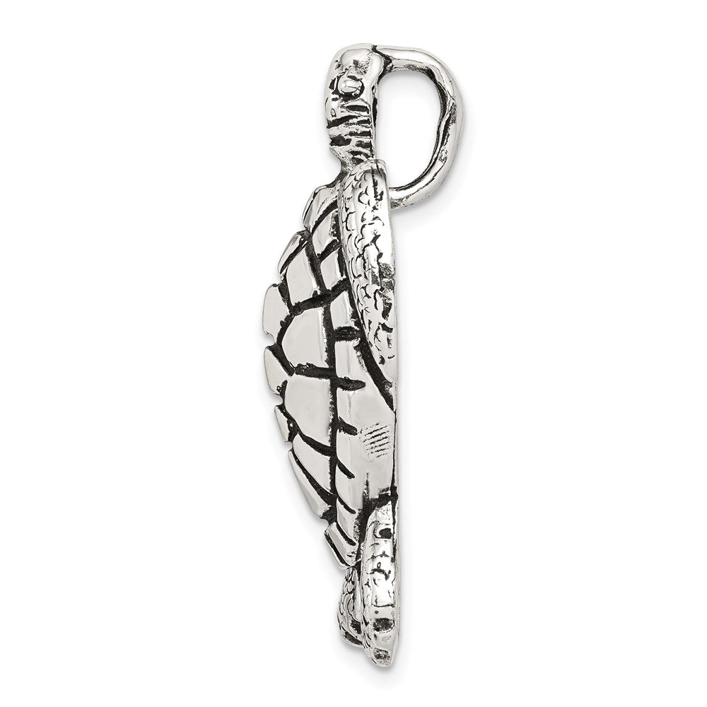 Sterling Silver Antiqued and Textured Large Turtle Fits up to Cubetto Slide