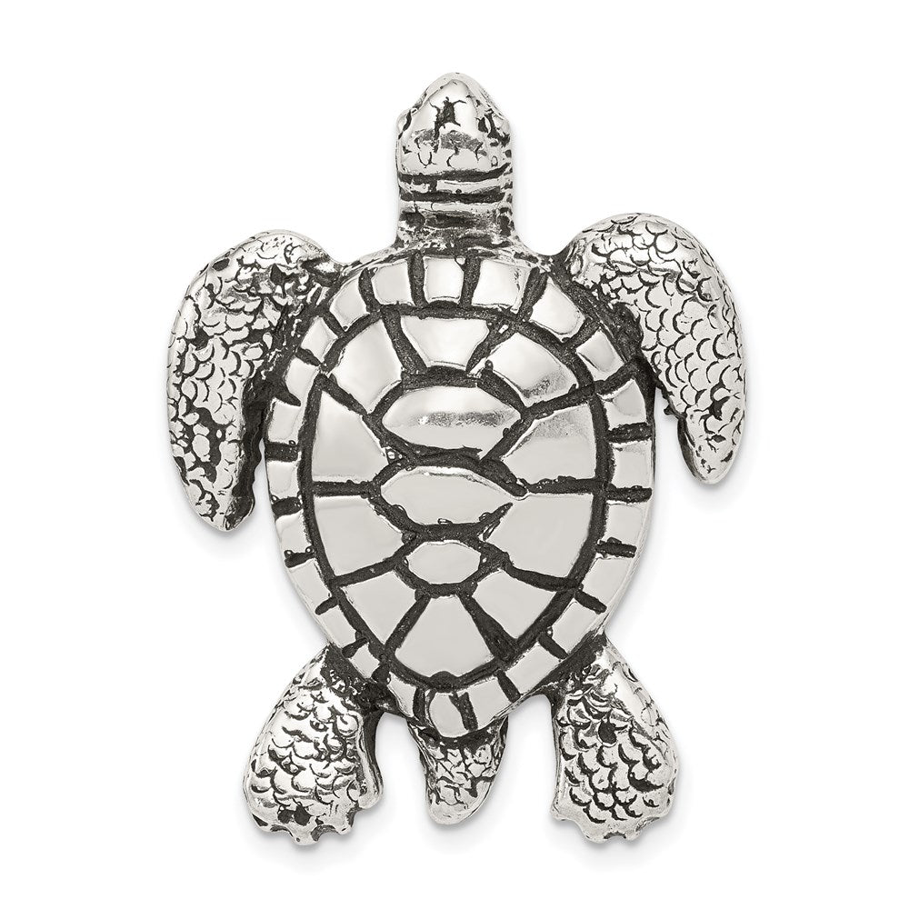 Sterling Silver Antiqued and Textured Large Turtle Fits up to Cubetto Slide