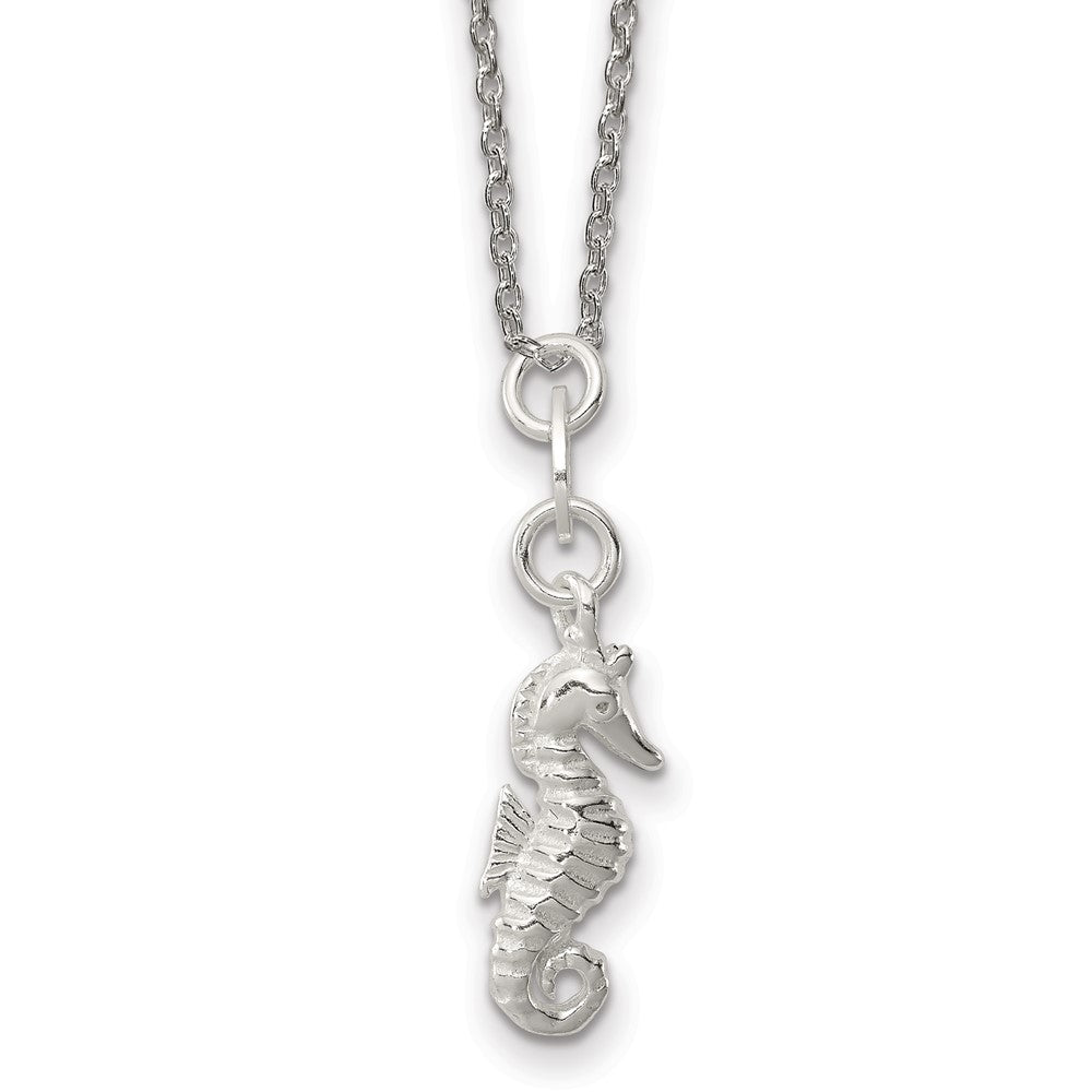 Sterling Silver and Textured Seahorse Necklace