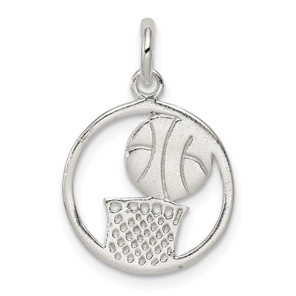 Sterling Silver Polished Basketball Pendant