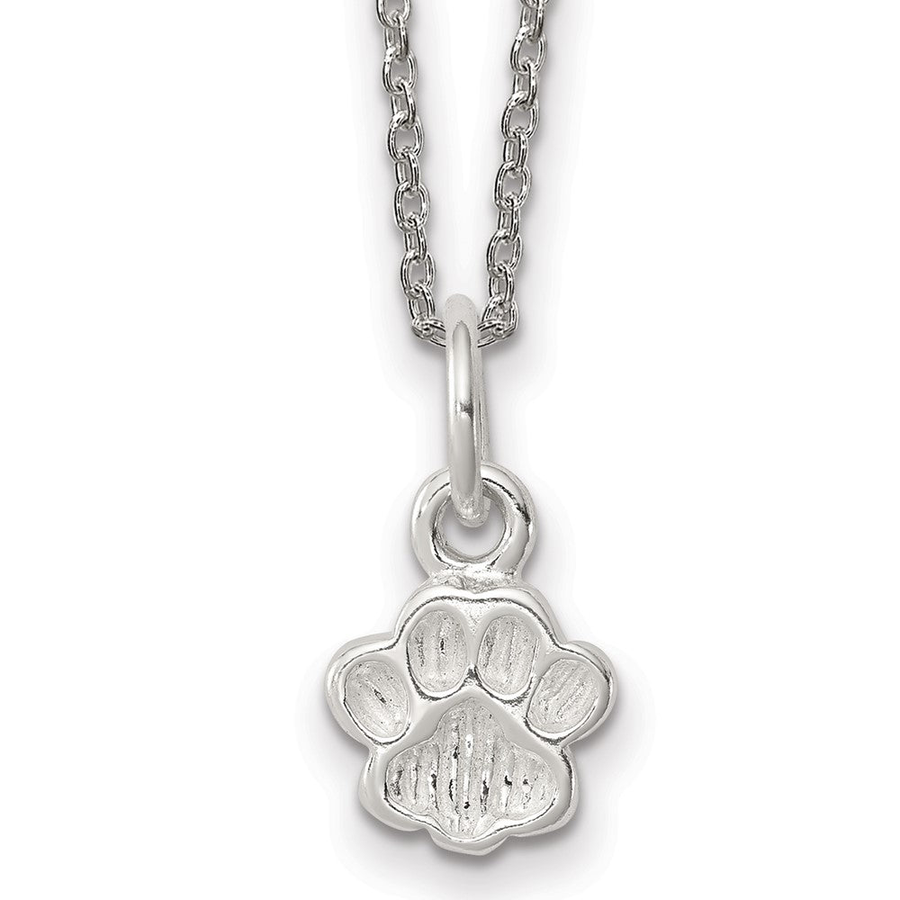 Sterling Silver and Textured Paw Print Necklace