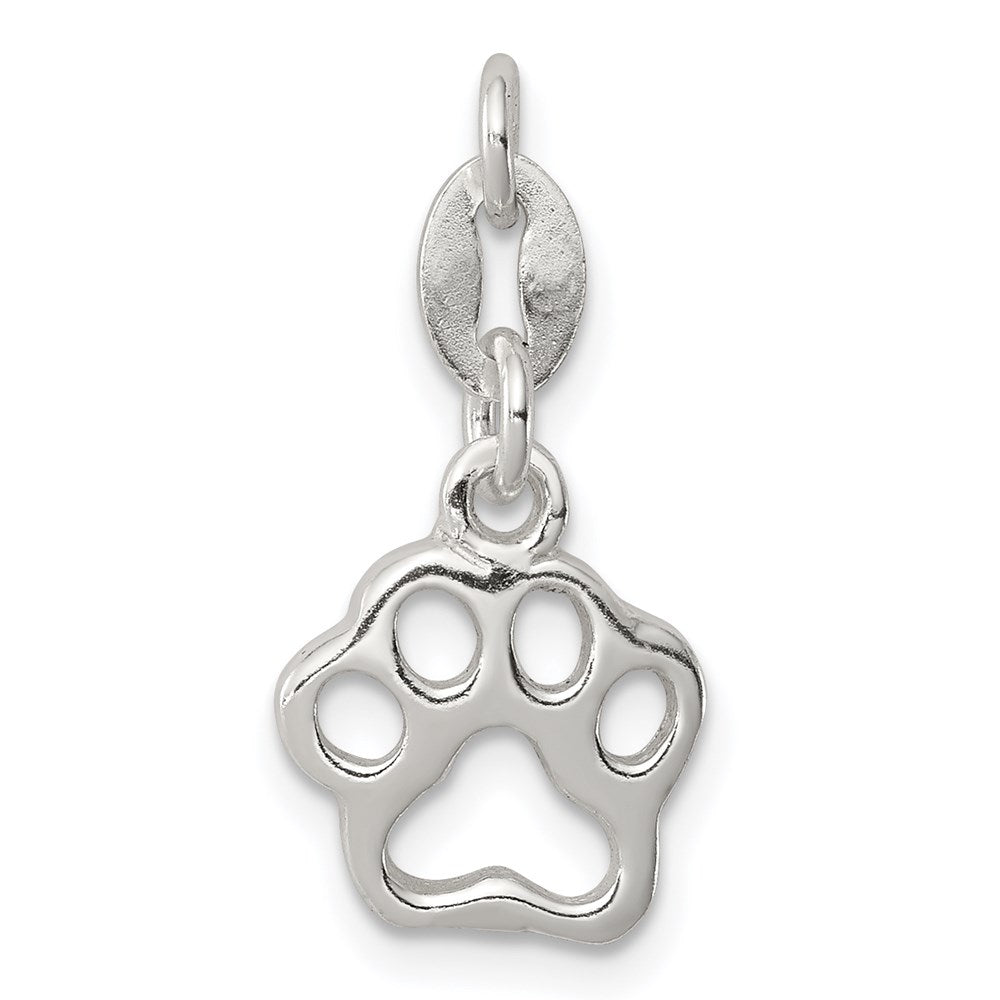 Sterling Silver Polished Paw Print Charm