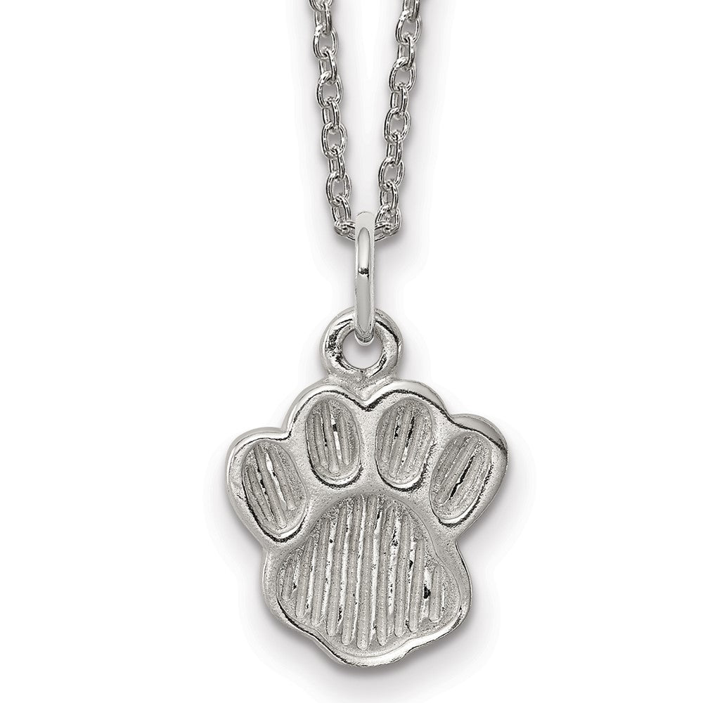 Sterling Silver and Textured Paw Print Necklace