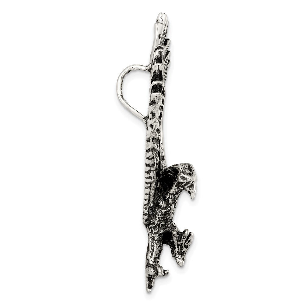 Sterling Silver Antiqued & Textured Eagle Slide
