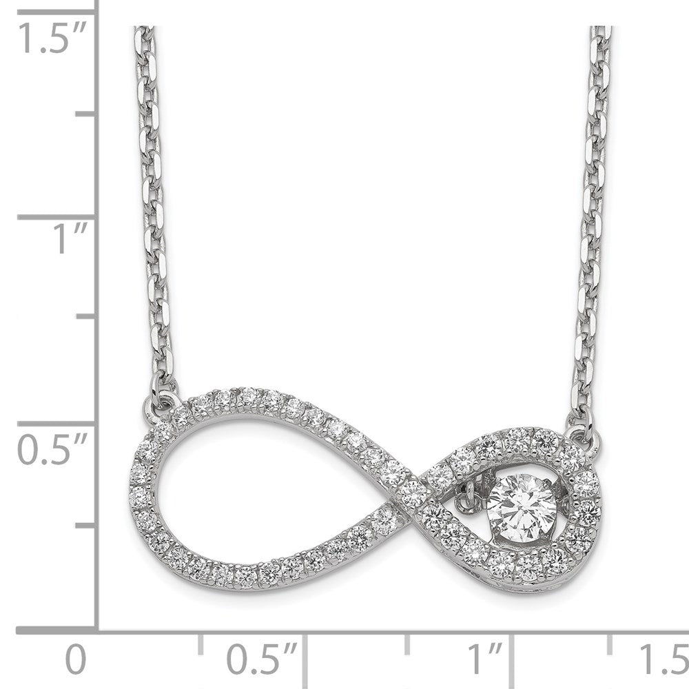 Sterling Silver Polished Vibrant Moving CZ Infinity with Extension Necklace