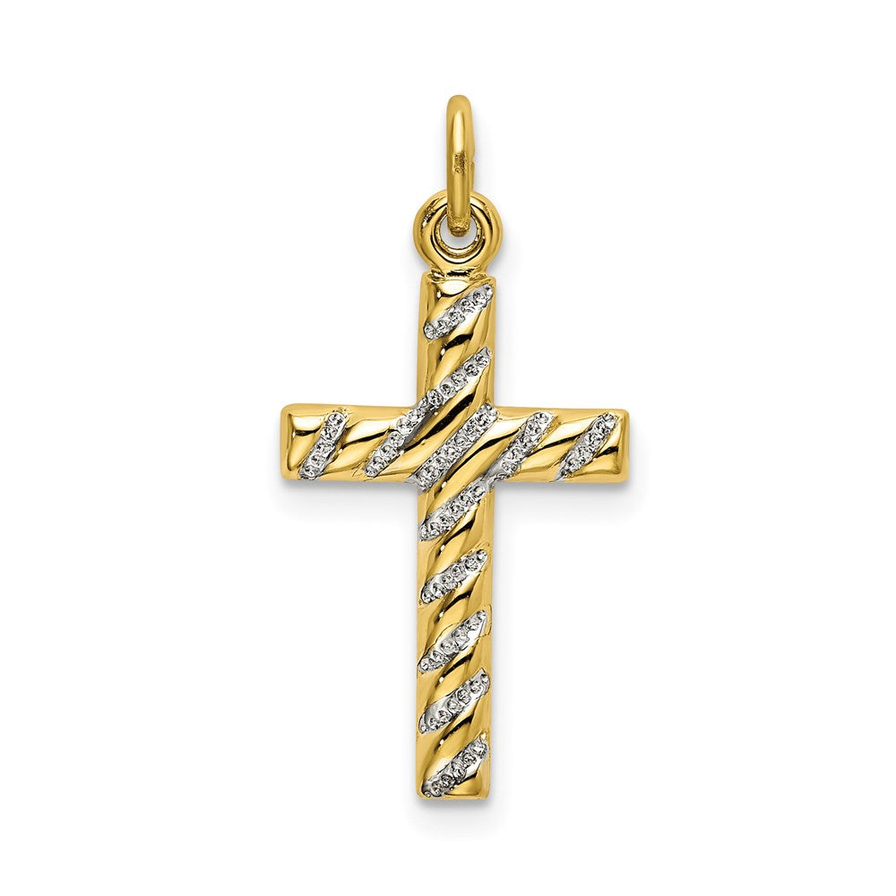 Sterling Silver Gold-plated Polished and Texture Cross Pendant