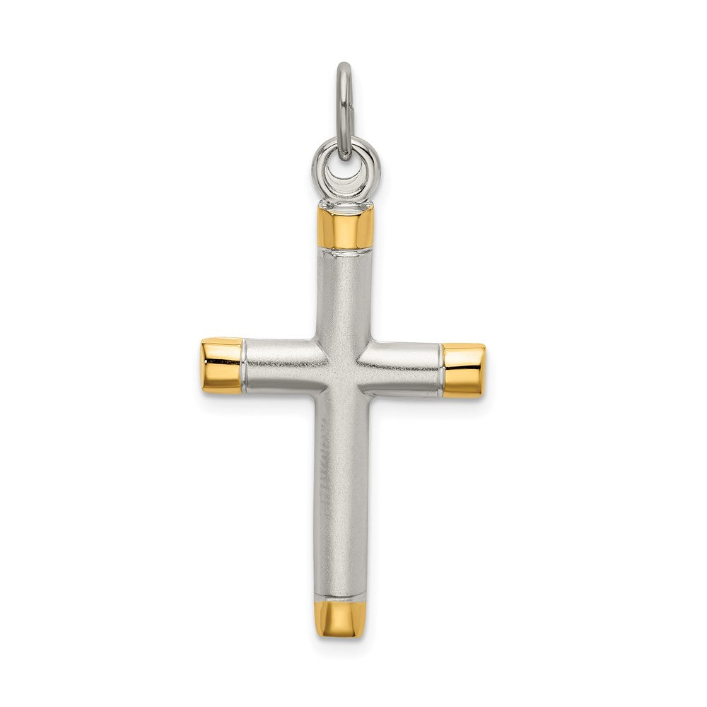 Sterling Silver Polished Gold-plated Tips Cross pendant