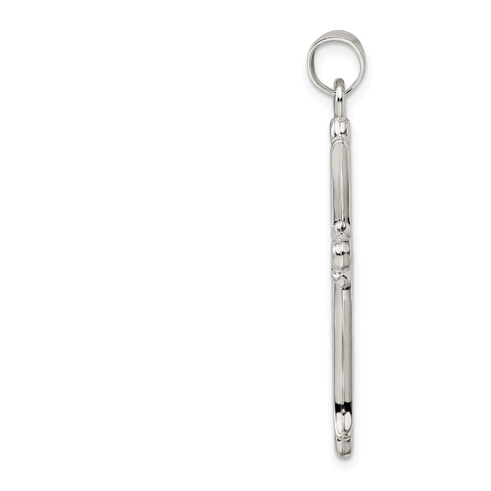Sterling Silver Textured Budded Cross Pendant