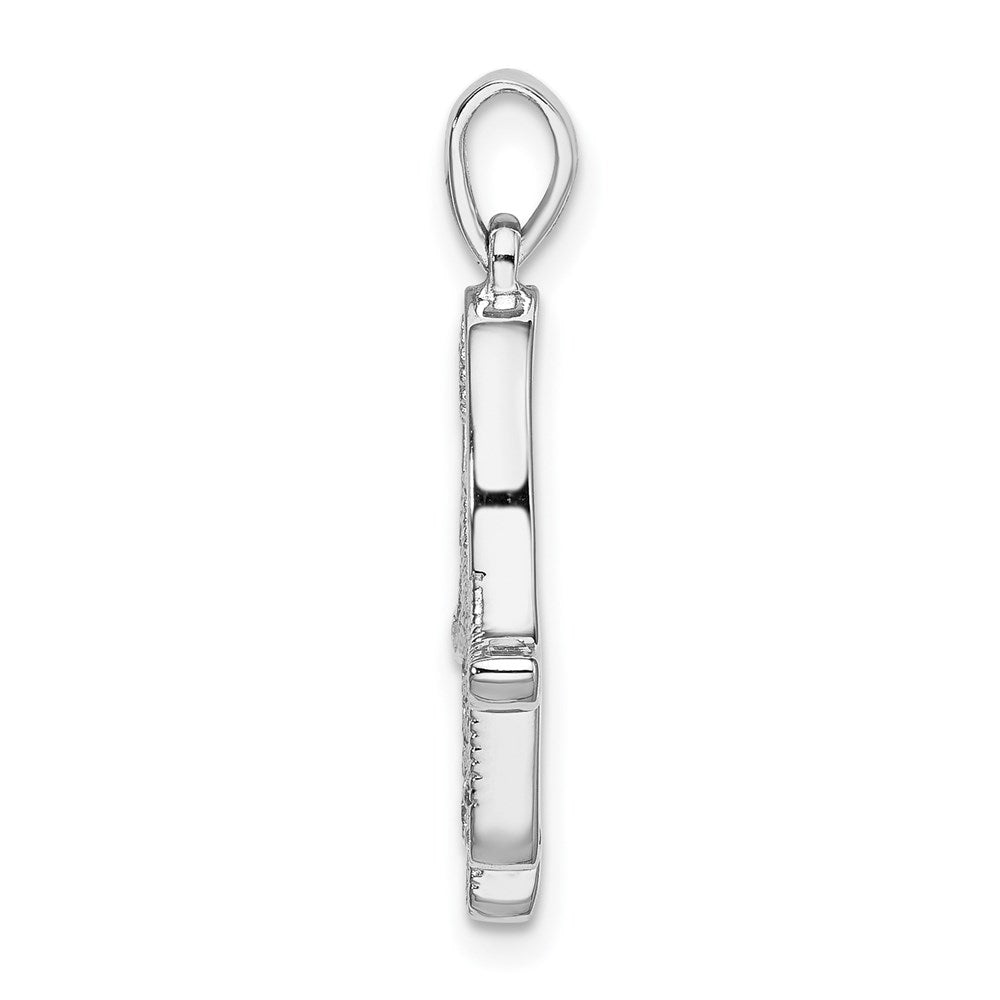 Sterling Silver Rhodium-plated CZ Chamseh Pendant