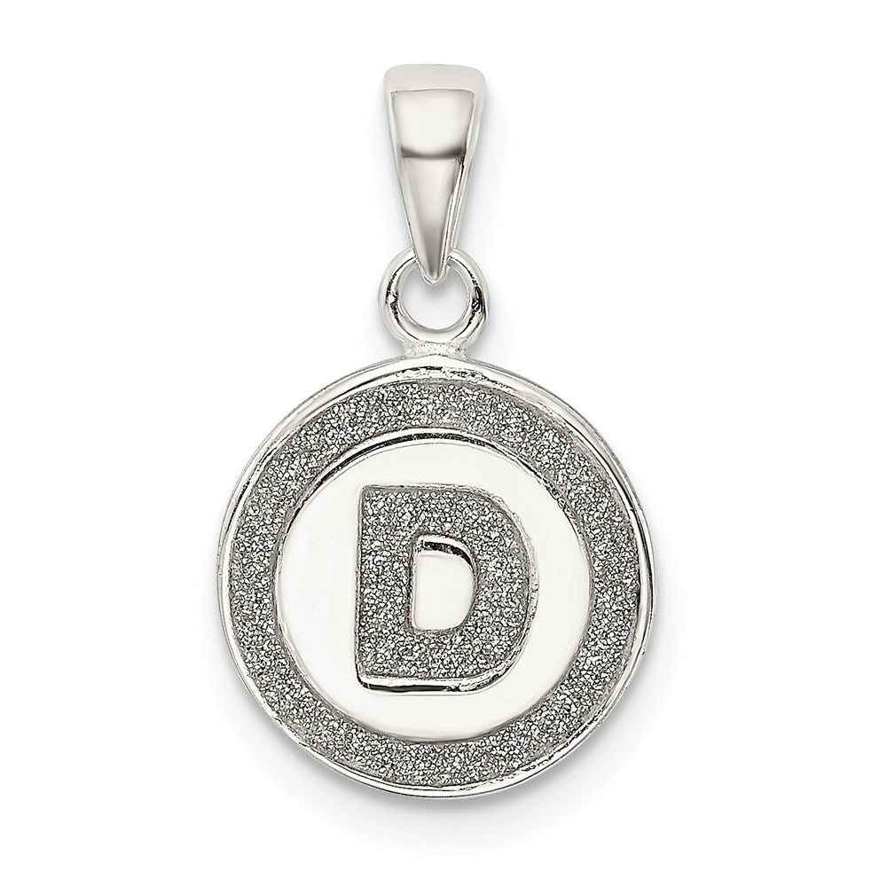 Sterling Silver Glitter Enamel Letter D Initial Circle Pendant